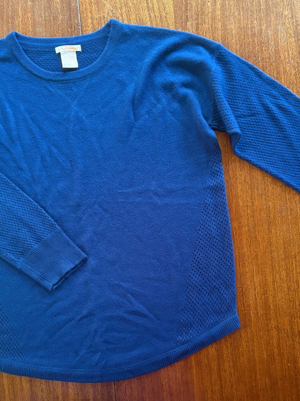 Sweet Romeo Blue Knit Crewneck Sweater